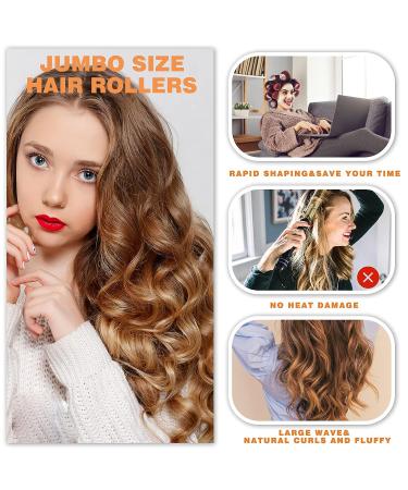 Jumbo Hair Rollers Set for Long Hair - 47pc Self-Grip Curlers with Clips & Comb in Rose Red - No Heat, 3 Sizes - Ideal for Long, Medium, Short Hair - Buy Online on GoSupps.com