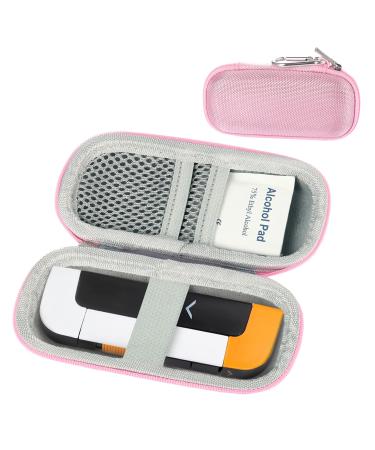 Travel Case Compatible with Mini Blood Glucose Monitor Protective Hard Shell Carrying Glucose Meter Waterproof Organizer for Diabetes Care Accessories Pink