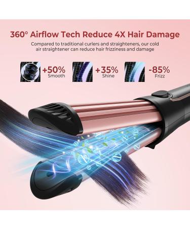 Shop 2 in 1 Flat Iron Hair Straightener & Curling Wand - Portable Double Voltage 430 F Titanium - Perfect for Travel - Rose Gold - Buy Online on GoSupps.com