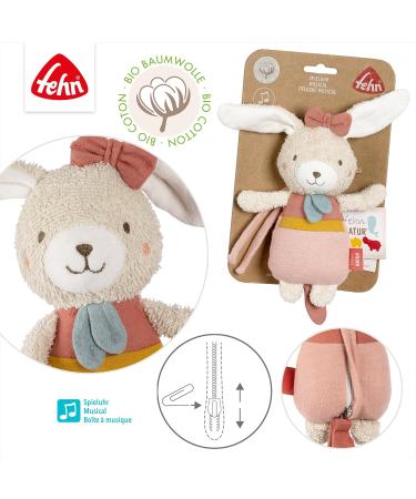 Fehn Mini Play Watch Hare - Cotton Cuddly Toy & Sleep Aid with Mozart's Lullaby | Baby Toys for Home & Travel | Ideal for Babies & Toddlers - Buy Online on GoSupps.com