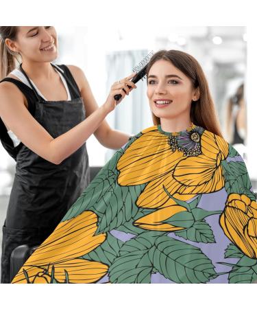 Waterproof Barber Cape - Flower on Purple | Cheetah Haircut Bib for Men & Women | Unisex Hair Cutting Cape | International Shipping Available - Buy Online on GoSupps.com