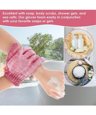 Sibba Exfoliating Gloves for Shower - Natural Loofah Bathing Gloves for Body and Face - Dead Skin Remover - Double Sided Microfibre - Adults and Kids (Red) - Buy Online on GoSupps.com