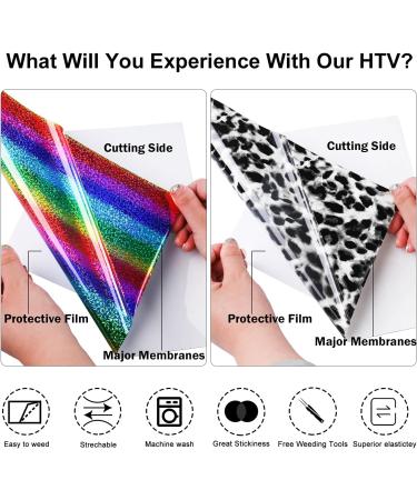 Caregy HTV Heat Transfer Vinyl Bundle - 75 Pack 12x10 Iron on Vinyl for T-Shirts | Assorted Colors with Accessories - Ideal for Cutter or Heat Press Machine - Buy Online on GoSupps.com
