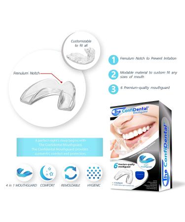 The ConfiDental - Pack of 6 Moldable Mouth Guard for Teeth Grinding Clenching Bruxism  Sport Athletic  Whitening Tray - Buy Online on GoSupps.com