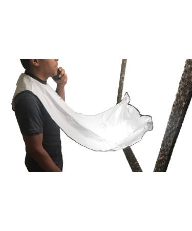 | Beard Apron Shaving Bib with Transparent Clear Shaping Comb Tool Included (White)