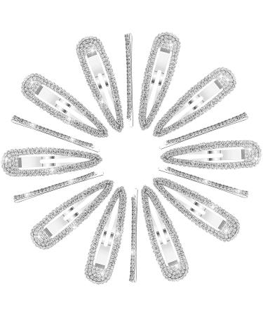 Shop Aster 16-Piece Rhinestone Hair Clips for Women | Glossy Metal Snap Hairpins & Water Drop Design | Stylish Silver Hair Accessories - Buy Online on GoSupps.com