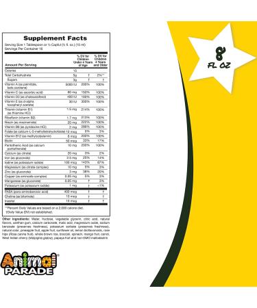 Nature's Plus Animal Parade Liquid Childrenâ€™s Multi-Vitamin - Tropical Berry 8 fl oz - Buy Online on GoSupps.com