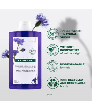 Klorane - Anti-yellowing Shampoo With Organic Centaury - Plant-based Purple Shampoo Brightens Blonde Platinum Silver Grey Or White Hair Neutralizes Yellow And Copper Tones - 400ml - Buy Online on GoSupps.com