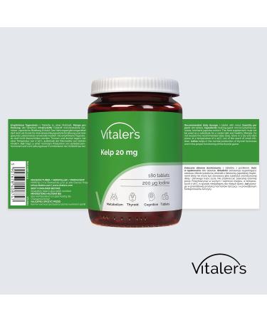 Vitaler's Kelp 20 mg - 180 comprim s v g talien 6 mois de suppl mentation sans conservateurs composition pure - Buy Online on GoSupps.com