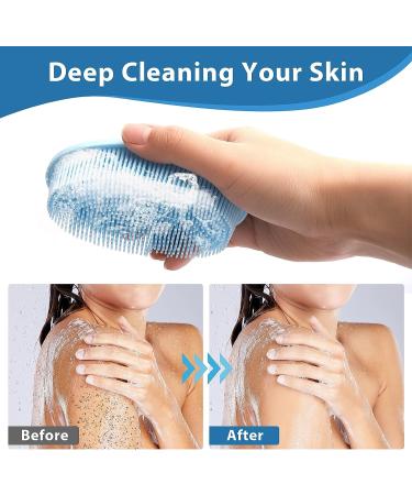 Cobee Silicone Bath Brush - Exfoliating Shower Scrubber & Massage Brush for All Skin Types - Blue - Buy Online on GoSupps.com