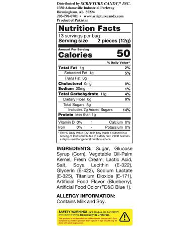 Blueberries & Cream Hard Candy by Scripture Candy - 5.5oz Bag (25 Pieces) - Buy Online on GoSupps.com