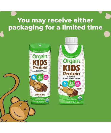 Orgain Organic Kids Protein Shake - Chocolate, 8g Protein, 22 Vitamins, Gluten-Free, Non-GMO, 12 Ct - Buy Online on GoSupps.com