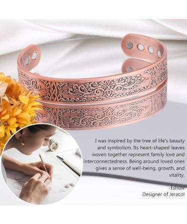 Jeracol Copper Bracelet 99.99% Solid Pure Copper Magnetic Jewelry - 3800 Gauss Family Tree Design with Gift Box - Buy Online on GoSupps.com