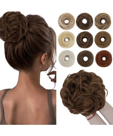 SEGO Hairpiece with elastic band Large bun hairpieces Hair tie with hair extensions Ponytail braid for women (55 G) Light brown
