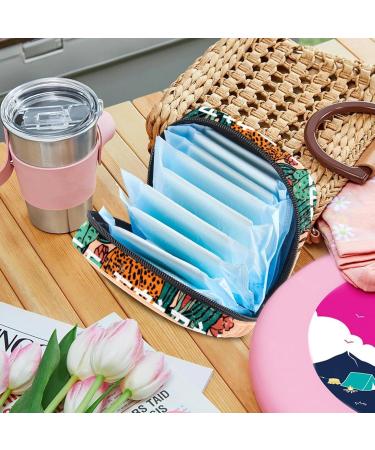 Portable Women's Binding-Up Bags | Menstrual Cup Pocket & Pads for Teens | Cactus & Leopard Pattern | Stylish & Functional - Buy Online on GoSupps.com