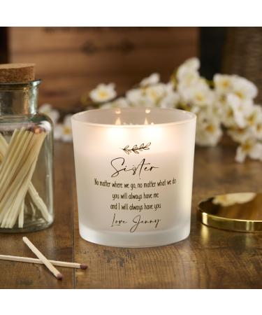 Personalised Large Double Wick Candle Gift for Sister with Sentiment (Fresh Cotton)