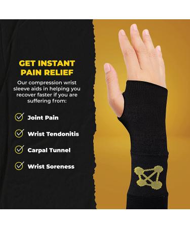 CopperJoint Wrist Brace for Carpal Tunnel Relief - Compression Sleeve for Tendonitis, Golf, Yoga, Typing, Gaming - Copper-Infused Nylon (Pair, Large) - Buy Online on GoSupps.com
