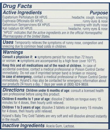 Hyland's Baby Tiny Cold 125 Tablets - Natural Relief for Infants | Buy Online - Buy Online on GoSupps.com
