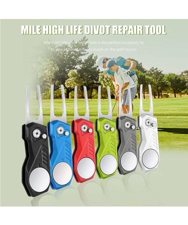 Mile High Life Golf Divot Repair Tool with Magnetic Ball Marker | Foldable All Metal Design with Pop-up Button | Men's Golf Accessories - G-Red - Buy Online on GoSupps.com