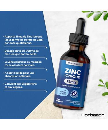 Zinc Dietary Supplement in Drops 15mg | Premium Liquid Zinc Sulphate | High Dosed | Liquid Ionic Zinc | by Horbaach - Buy Online on GoSupps.com