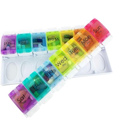 JFA Weekly Pill Box Organizer for Medicines & Vitamins | 7-Day Reminder, 2 Compartments per Day, Multicolor | 1 Count - Buy Online on GoSupps.com