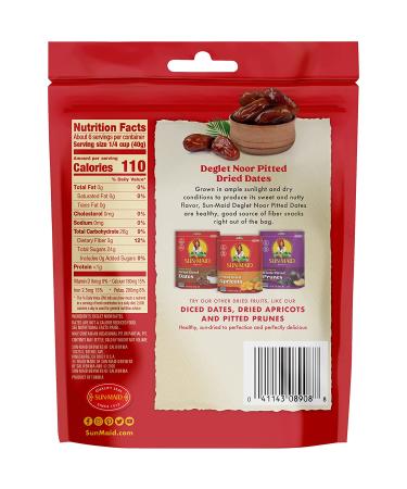 Sun-Maid California Pitted Dates Deglet Noor 8 oz Resealable Bag - All Natural, No Added Sugars - Buy Online on GoSupps.com