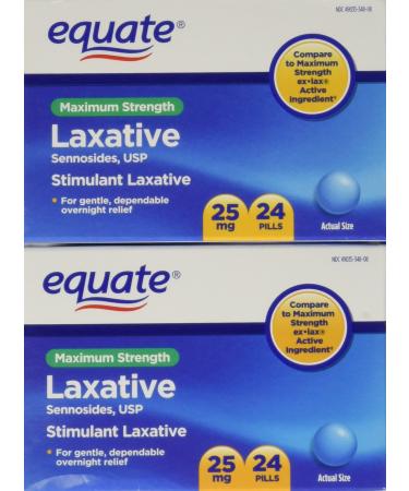 Equate Maximum Strength Laxative Pills Sennosides 25 mg 48 Pills - Buy Online on GoSupps.com