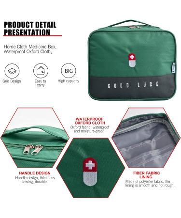 Large Capacity Waterproof Medicine Bag - Portable First Aid & Emergency Travel Pharmacy Bag (Green) - Ideal for Home Office & Travel - Buy Online on GoSupps.com