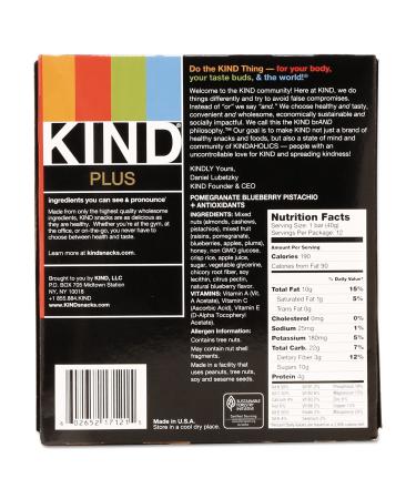 KIND 17221 Plus Nutrition Boost Bar - Pomegranate Blueberry Pistachio 1.4 oz 12/Box | Antioxidant Rich Energy Snack - Buy Online on GoSupps.com