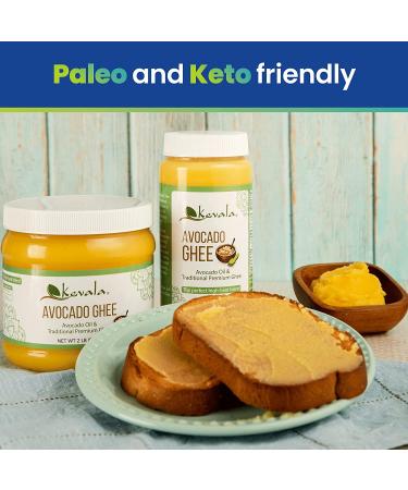 Kevala Avocado Ghee 32 Oz - High-Heat Blend of Avocado Oil and Premium Ghee - Keto, Paleo, Casein Free - 2 lb Bottle - Buy Online on GoSupps.com