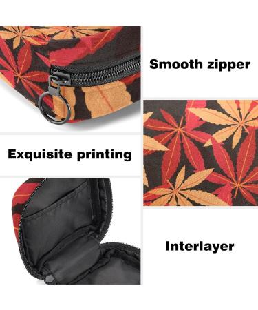 Menstruation Pad Bag with Zipper | Women's Tampon & Napkin Collection Bag | Stylish Red Maple Leaves Design - Buy Online on GoSupps.com