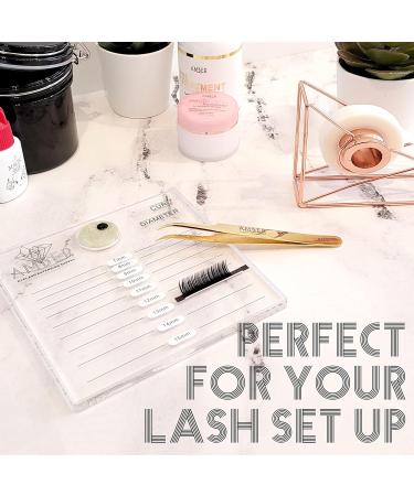 Amber Lash Clear Large Volume 2-in-1 Acrylic Eyelash Extension Holder with Jade Stone Glue Pallet - International Shipping Available - Buy Online on GoSupps.com