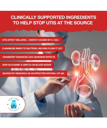 DMannose 900mg - Cranberry Capsules - Natural Botanical Complex - Zinc - Probiotics - Bladder Support - D Mannose Tablets for Urinary Infections UTI for Women & Men by Top Tier Supplements - Buy Online on GoSupps.com