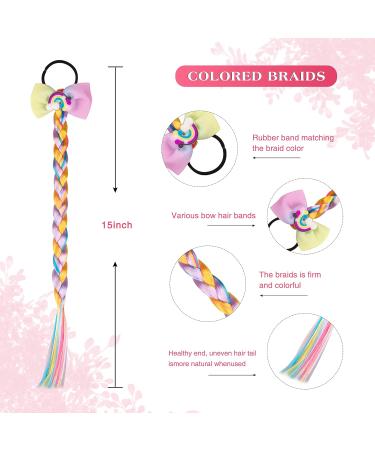 HH Fashion 6-Piece Colored Braids with Rubber Bands 15 Inch for Girls - Perfect for Birthday Parties and Holiday Dress Up (Pack of 6) - Multicolour - Buy Online on GoSupps.com