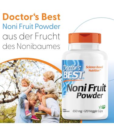 Doctors Best Noni Fruit Powder 650mg - 120 Vegan Capsules | Laboratory Tested Gluten Free Soy Free Vegetarian Supplements for Immune Support - Buy Online on GoSupps.com