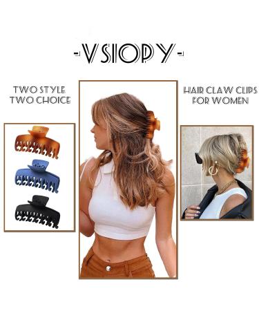 Vsiopy 3.5 Inch Large Hair Clip 6 Pack for Thick Curly Hair - Non Slip Claw Clips in Brown, Black, Blue - Matte Strong Hold Rectangle & Double Row Hair Jaw Clips - C Series - Buy Online on GoSupps.com