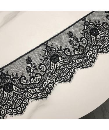 Lace Realm Replaceable LUMKET Black Eyelash Lace Fabric 7x120 - Floral Lace Trim for Sewing & Crafts (640 Black) - Buy Online on GoSupps.com