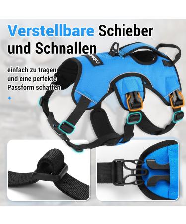 Rabbitgoo Breaking-Proof Dog Harness for Medium Dogs - Breathable Adjustable Padded Vest with Handle Anti-Train Safety Blue - 1 Pack - Buy Online on GoSupps.com