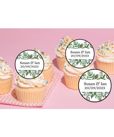 20 x EDIBLE Personalised Wedding cupcake toppers wafer/icing uncut WEDDING/ENGAGEMENT/HEN 10 (icing paper)