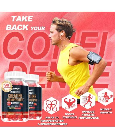 SXNWSN Creatine Monohydrate Gummies Strawberry Flavor 3000mg 90 Count Sugar-Free with Turmeric and Black Pepper Extract - Buy Online on GoSupps.com