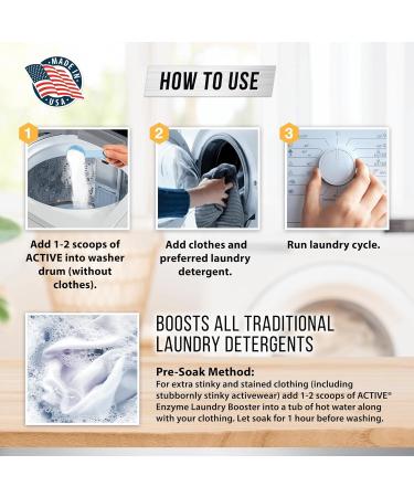 Enzyme Laundry Booster Odor Remover - 2 lbs Unscented Stain Cleaner Powder | Natural Deodorizer & Detergent Additive for 64 Loads - Buy Online on GoSupps.com