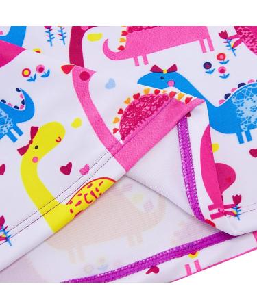 Girls Long Sleeve Swimsuit Set | Toddler Kids Two Piece Bathing Suit | UPF 50+ Protection | 4-10 Years | Purple Dinosaur Print - Buy Online on GoSupps.com
