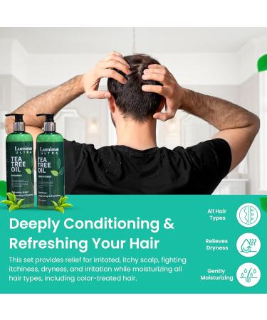 100% Pure Tea Tree Shampoo & Conditioner Set | Promote Hair Growth & Deep Cleanse Itchy Scalp | Sulfate & Paraben Free | 16.9 fl. oz | Men & Women - Buy Online on GoSupps.com