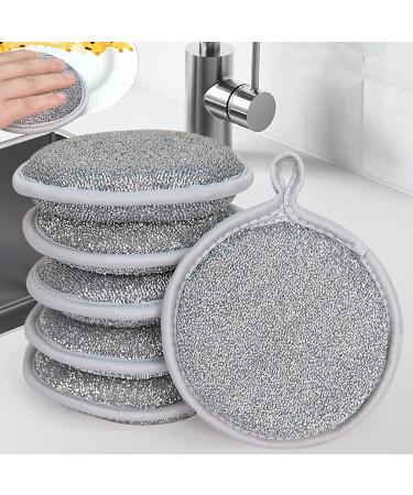 Stainless Scourer Scourers - Wire Dish Scrubber - Wire Sponge Scrubber | Steel Sponge Pad - Wire Cleaning Scourers - Double-Sided Silver Wire Sponge Wipe for Plates Cookers Pots - Buy Online on GoSupps.com