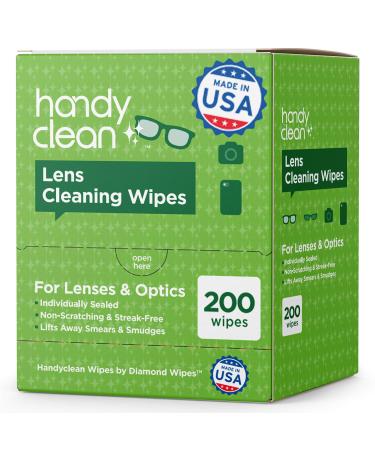 Pre-moistened Lens and Glass Cleaning Wipes: for Glasses, Camera, Cell Phone, Smartphone, and Tablet  Safe for AR Lenses, Quick Drying, Streak Free, Disposable - Individually Wrapped - 200 Pack