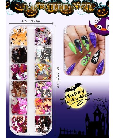 Ebanku 12 Color Halloween Nail Seedlets - 3D Glitter Sequin Nail Art & Holographic Decorations for Manicure Face & Body - Buy Online on GoSupps.com