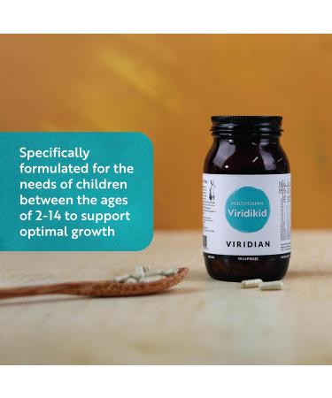 Viridian - ViridiKid Multivitamin & Mineral Capsules | Essential Nutritional Support for Kids 2+ | Pure Formula with Vitamins A B C D E K Zinc Iron | Easy-to-Swallow Microcapsules | 90 Caps - Buy Online on GoSupps.com