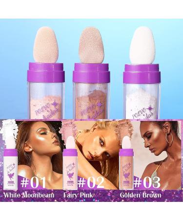 3 Colors Polvo De Hadas Highlighter Powder Stick Set - Shimmer Glitter Trio for Face, Body & Lips | Glow Luminizer Sparkle Fairy Highlighters Kit - Buy Online on GoSupps.com
