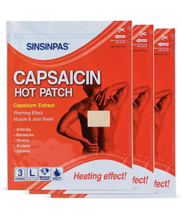 SINSINPAS Capsaicin Hot Pain Relieving Patch 3 Pack - 9 Patches | Fast Relief - Buy Online on GoSupps.com