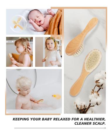 2 Pcs Natural Soft Baby Hair Brush Set with Wooden Handle - Gentle Goat Bristles for Newborns & Toddlers - Buy Online on GoSupps.com